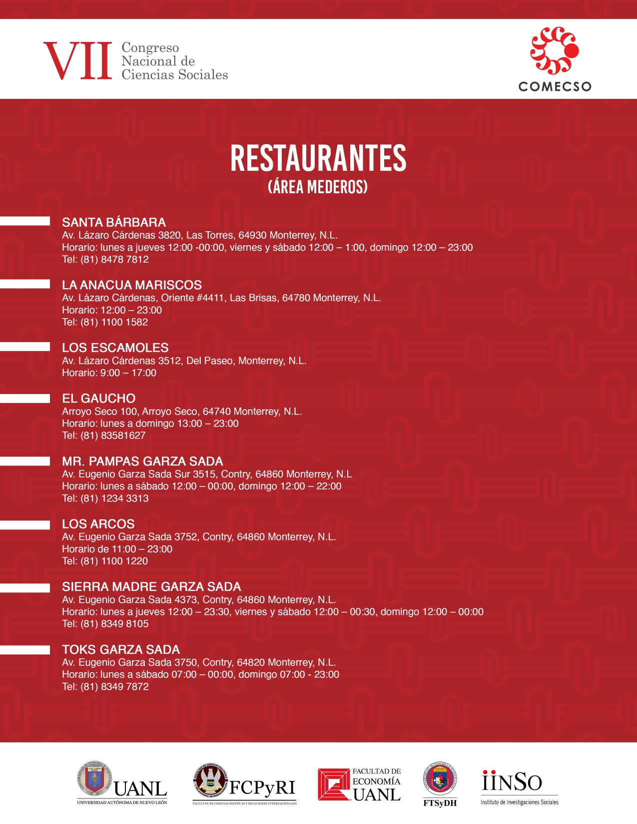 Restaurantes en Monterrey. VII Congreso - COMECSO