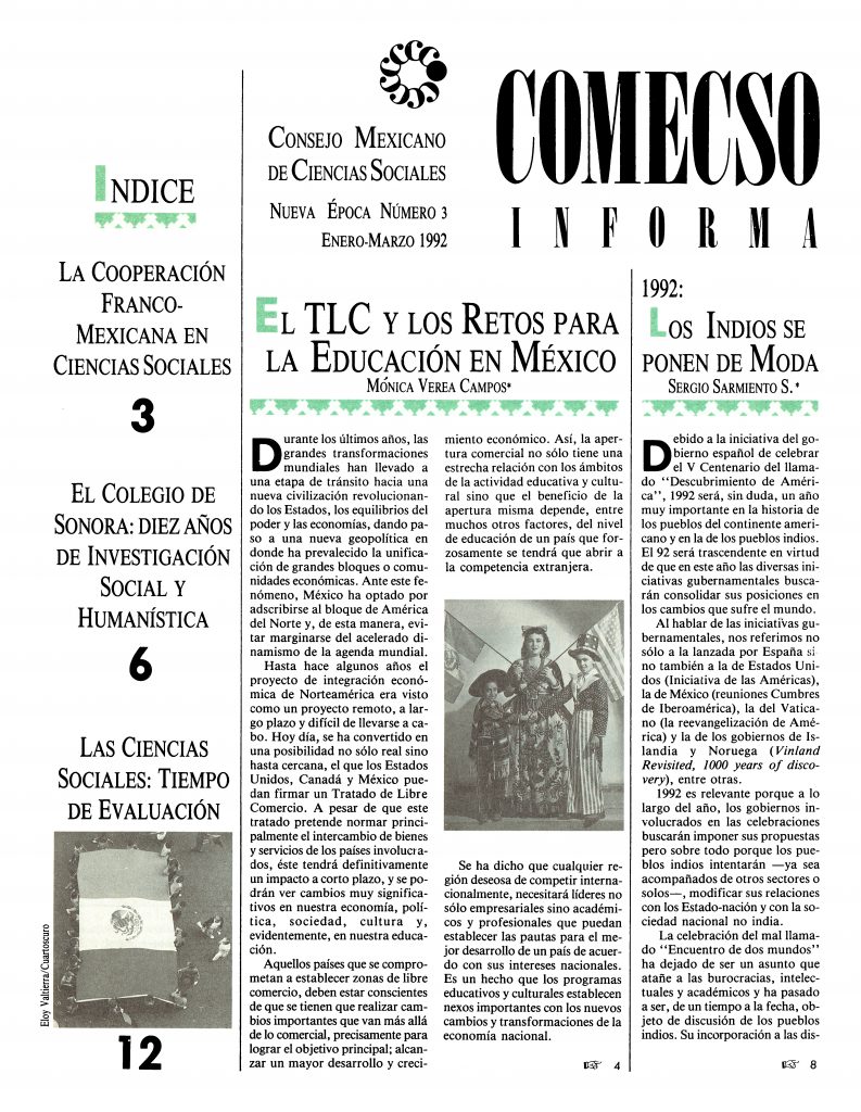 COMECSO Informa. Nueva Época Número 3, Enero-Marzo 1992