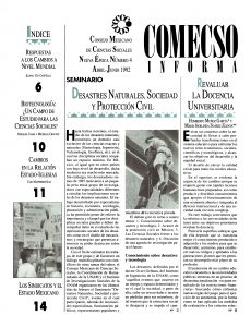 COMECSO Informa. Nueva Época Número 4, Abril-Junio 1992